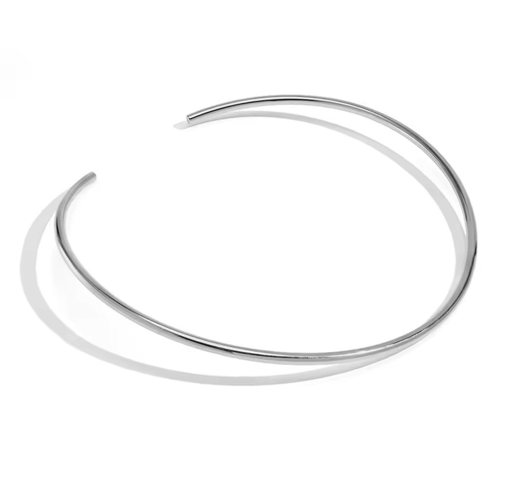 ZARD Open Collar Solid Flat Choker Slider in Silver