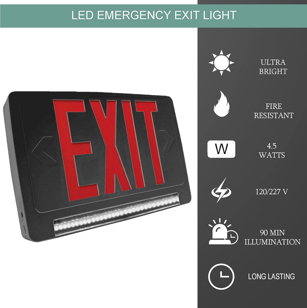 6 Pack LED Exit Signs with Battery Backup - Bright & Energy Efficient