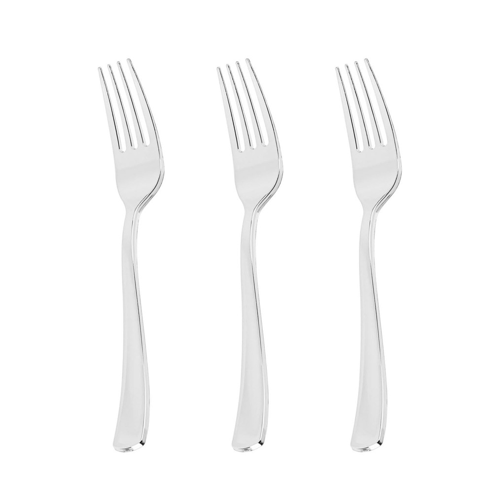 N9R 72PCS Silver Plastic Forks, Solid, Durable and Heavy Duty Disposable Silv...