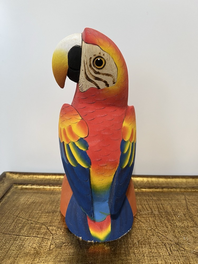 HANDMADE BALSA WOOD MACAW FIGURINES