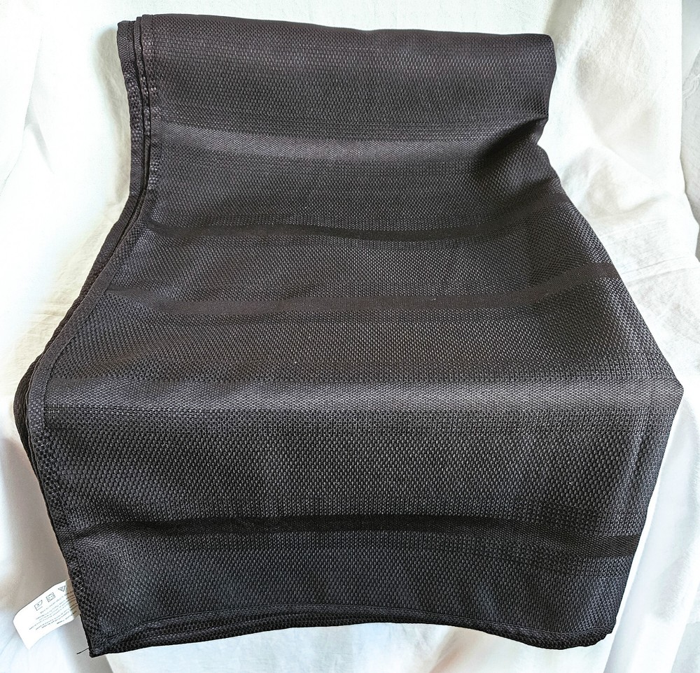 Black Table Cloth 60" X 102" Polyester Black on Black Stripe