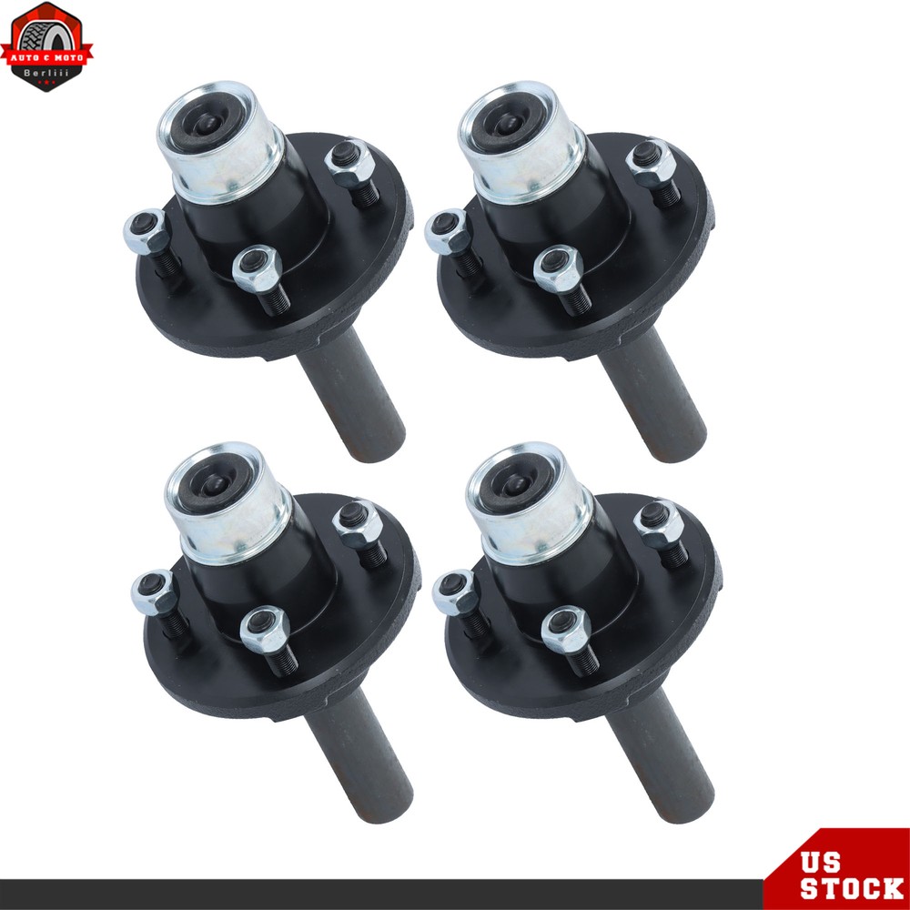 4 Sets Pre-Assembled Hub & Round BT8 Spindle Pre-Greased 4 on 4" Bolt Idler 1"