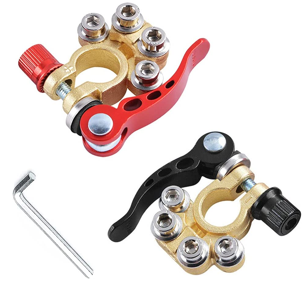 4PC Car Battery Cable Post Clamp Terminal Connection Connector Positive&Negative