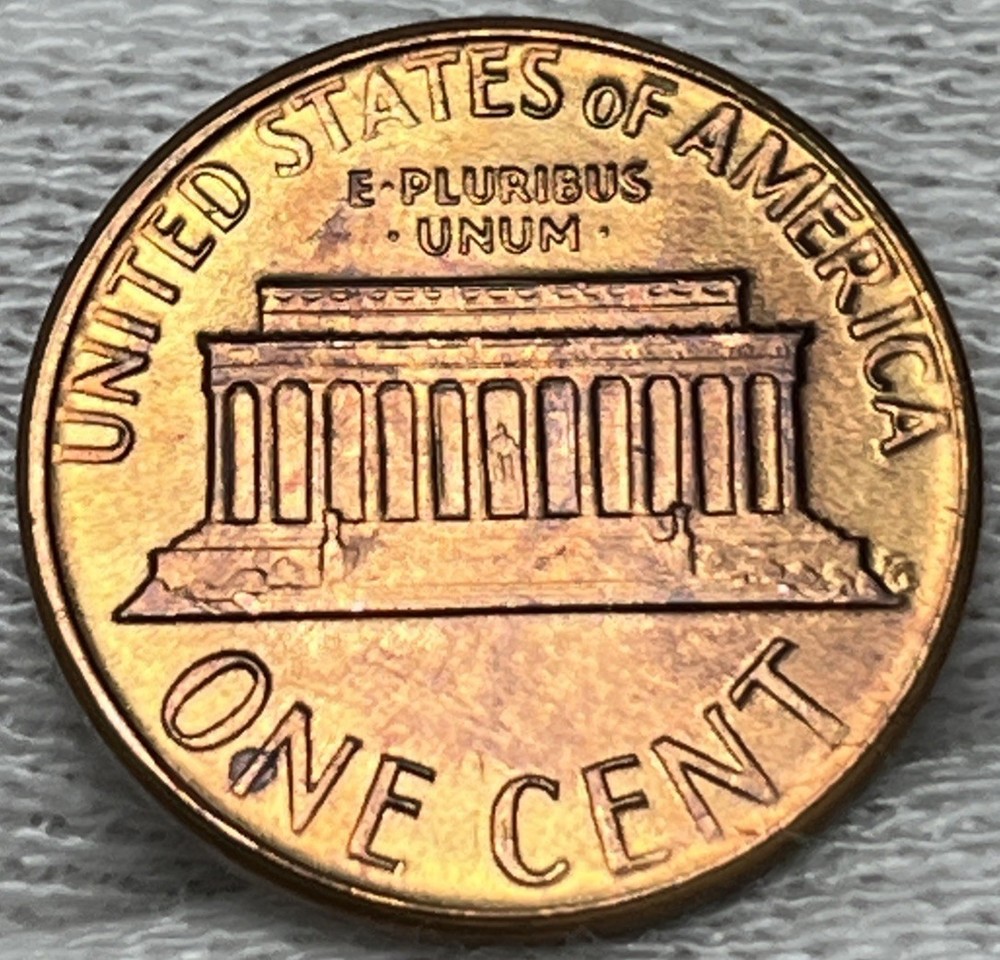 1975 Lincoln Penny Errors DDR Rainbow Toning Uncirculated