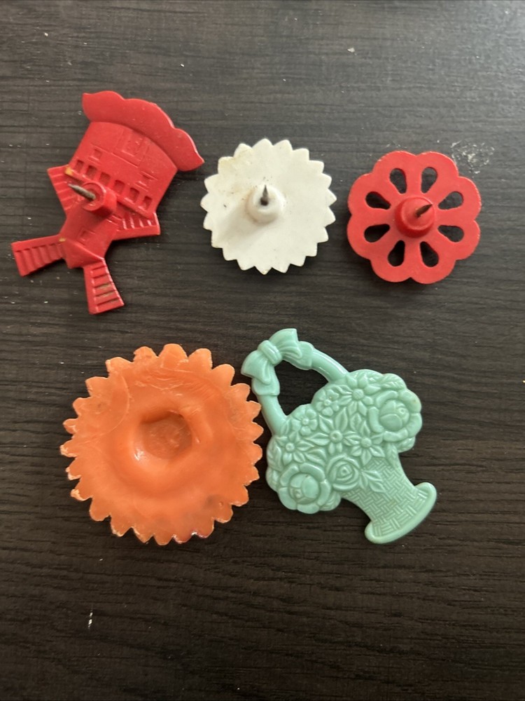 Celluloid Pin And Plastic Pieces Lot