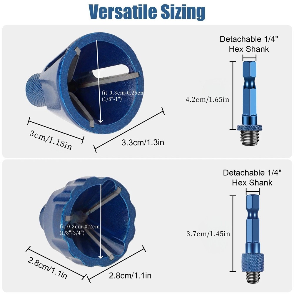 Drill Bit Deburring Chamfer Tool 1/4'' Hex Shank For Thread Repair Remove Burr