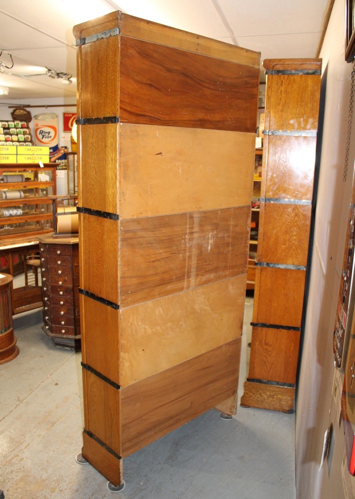 Antique Wall Unit (3) Oak Globe Wernicke Bookcases – Each Five Sections Height