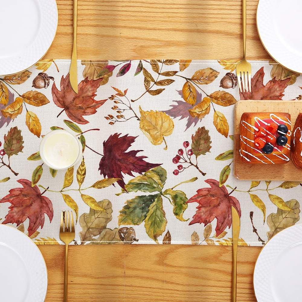 Fall Decorations for Home,Fall Maple Leaves Table Runner, Thanksgiving Watercolo