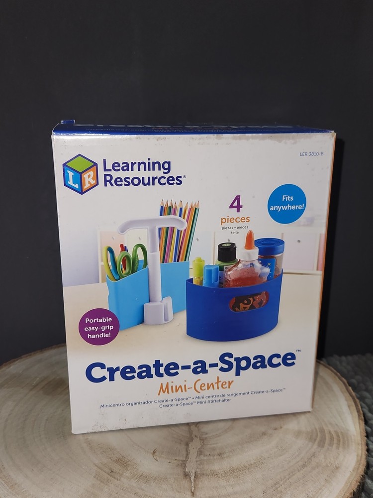 Create-A-Space Mini Center 3 Tray & Handle Blue Desk Organize Learning Resources