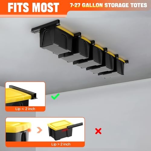 Garage Ceiling Bin Storage Rack, Adjustable Heavy Duty Overhead for 5 bins