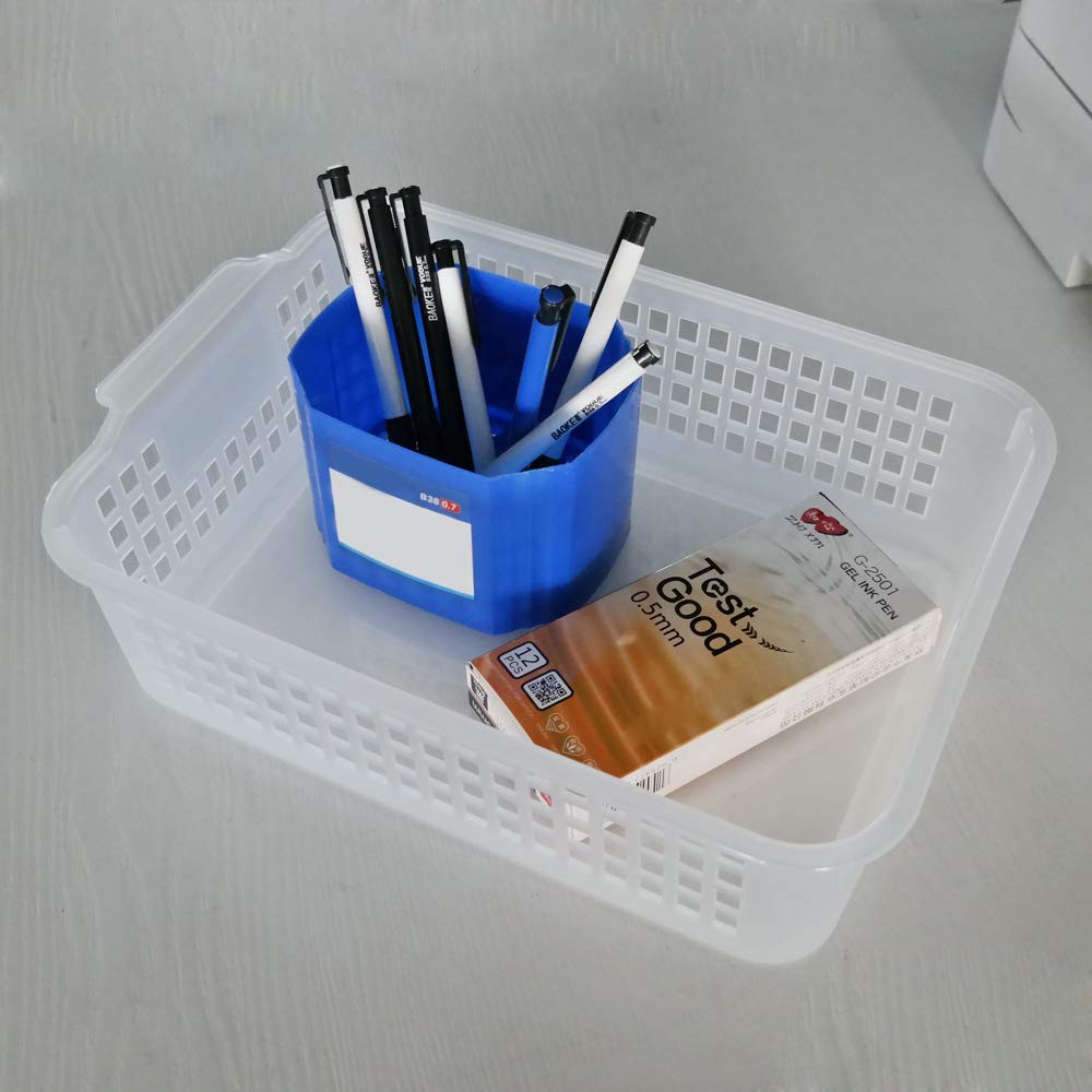 Rectangular Plastic Storage Organization Trays Baskets in Clear, 6-Pack