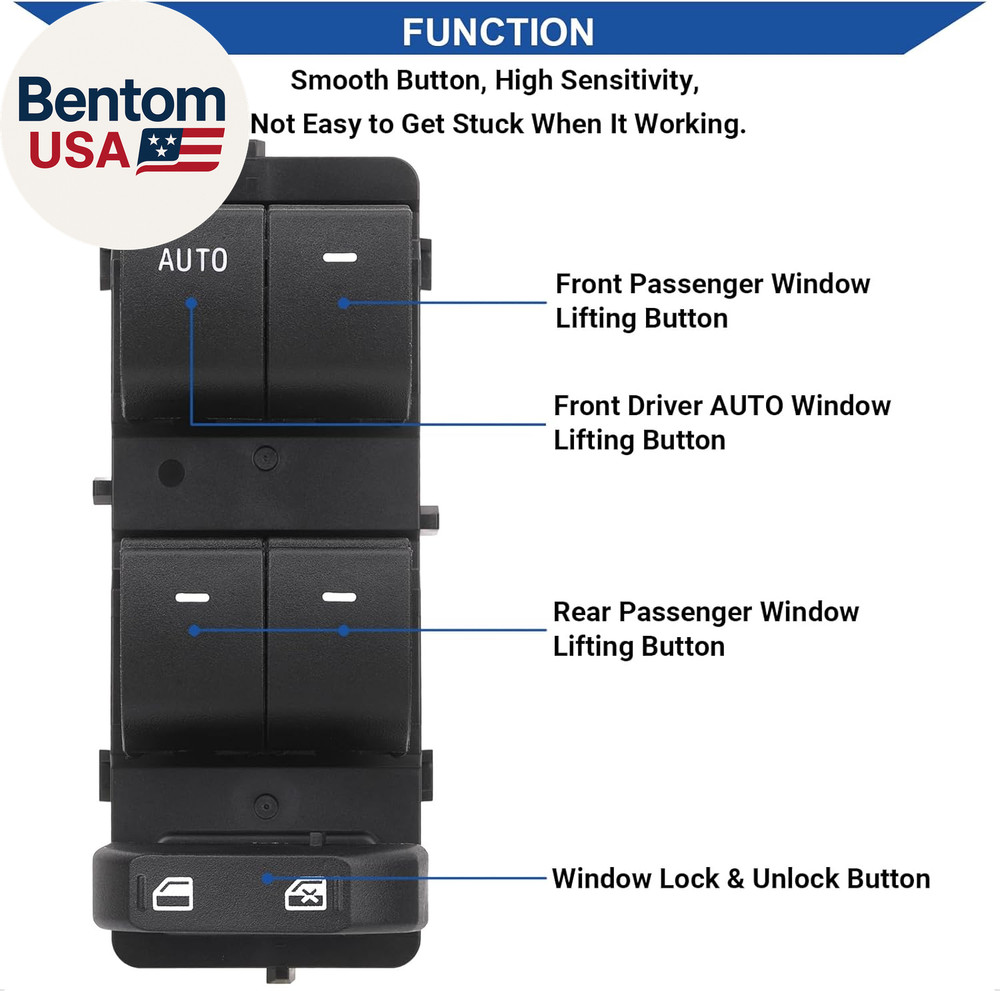 Power Window Switch Control Button Driver Side Compatible with 2008-2012 Ford F2
