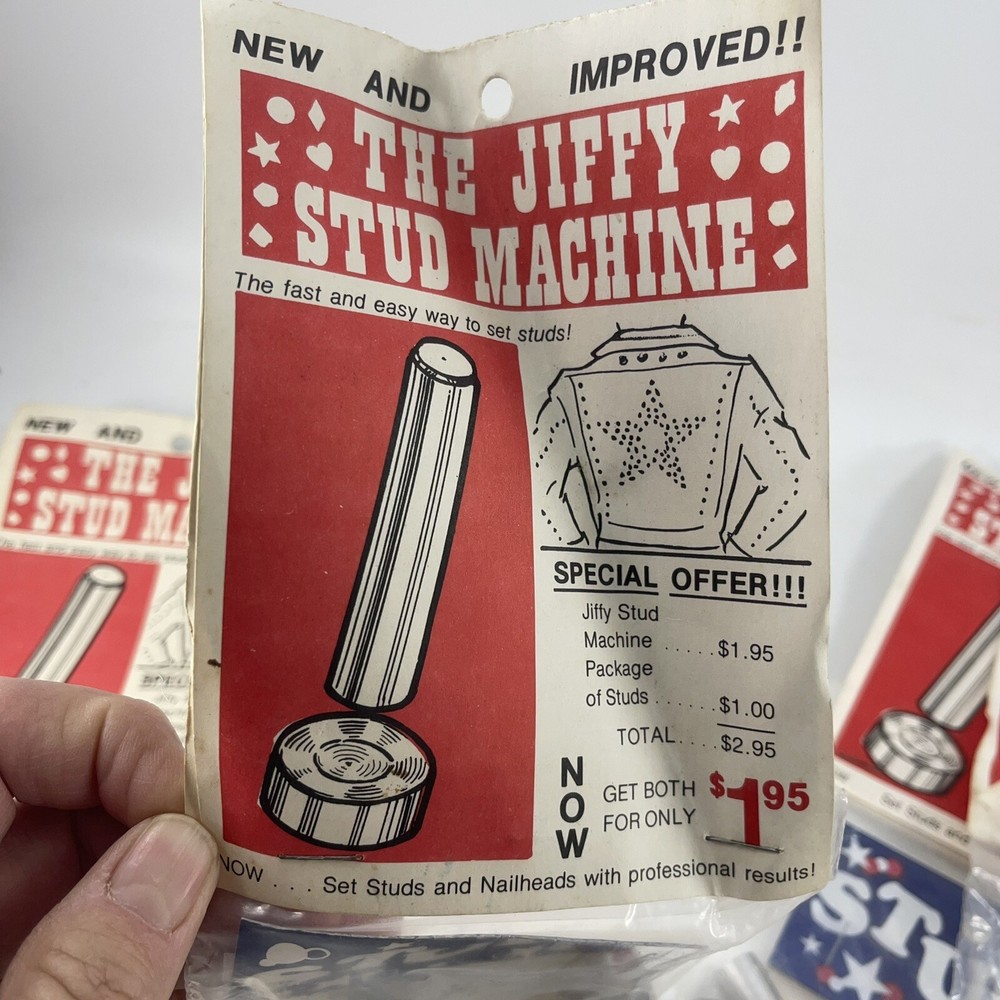 4 Packages of THE JIFFY STUD Machine and Studs
