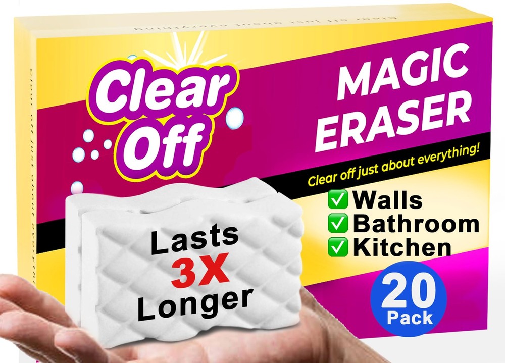 20 Pack Upgraded Magic Sponge Eraser Extra Large Super Powerful - White