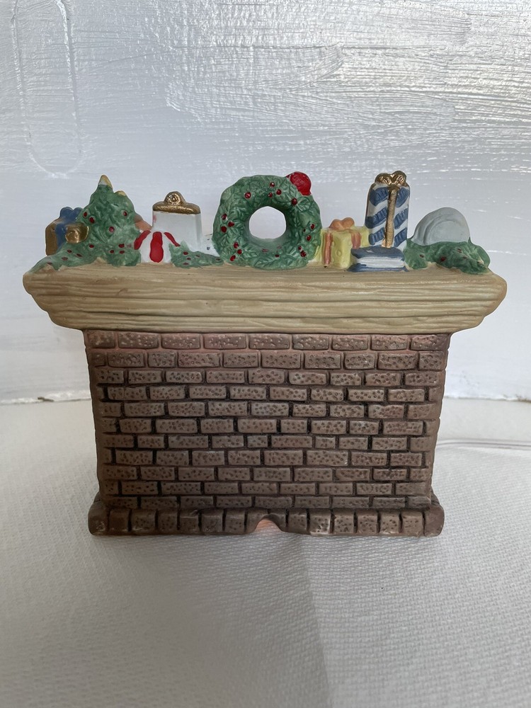 Vintage Fireplace Night Light Set With Original Box Works *READ*
