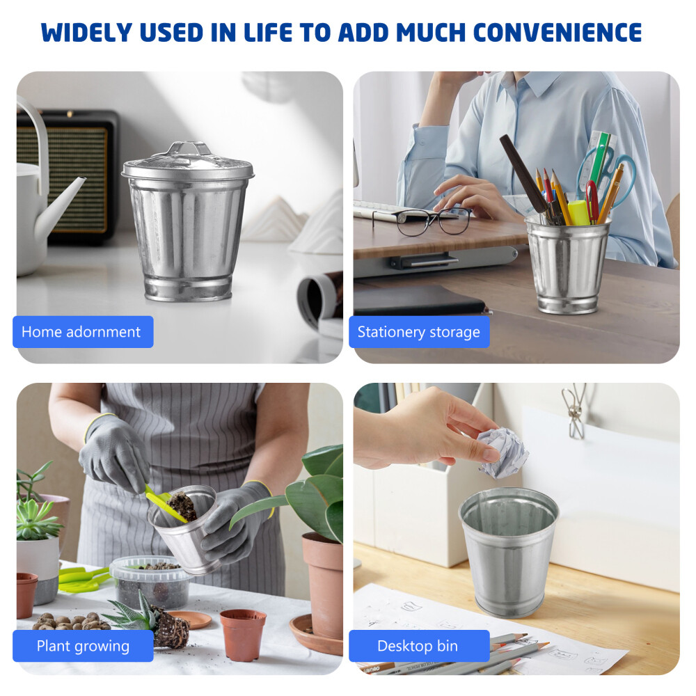 Small Garbage Can Galvanized Trash Can Lid Garbage Recycling Container