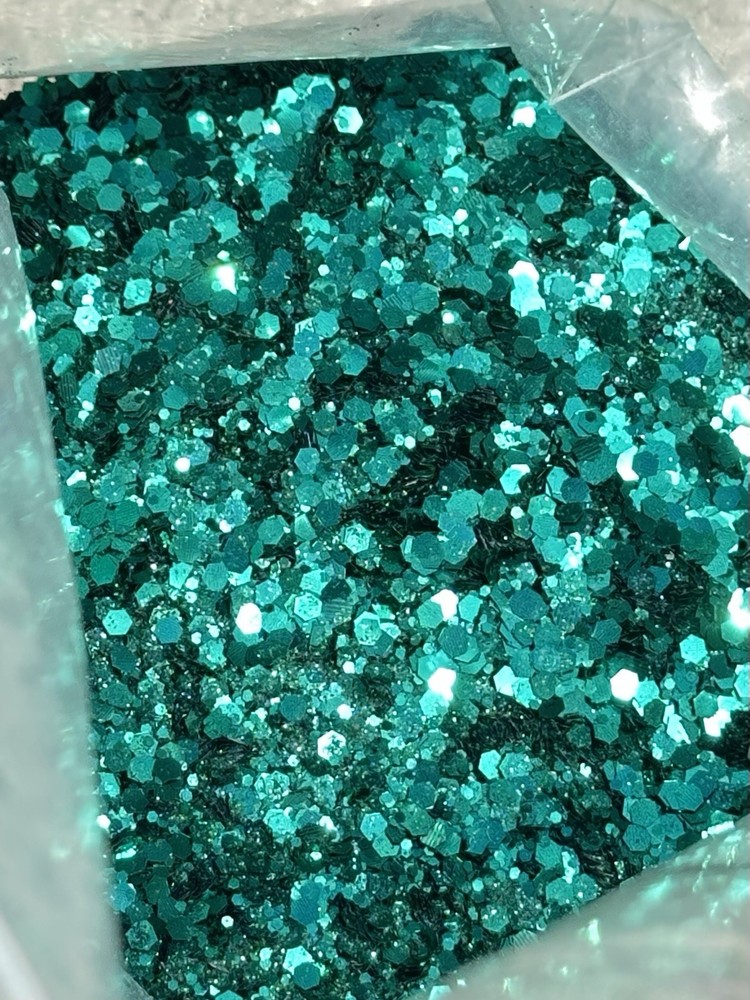 Teal Chunky Glitter Mix – 15 oz Bulk Polyester Craft Glitter