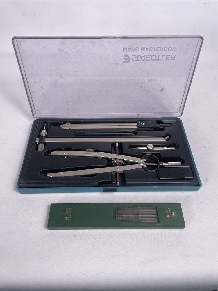 Vintage Staedtler Mars Masterbow Drafting Compass Set w/ Extra Lead Germany