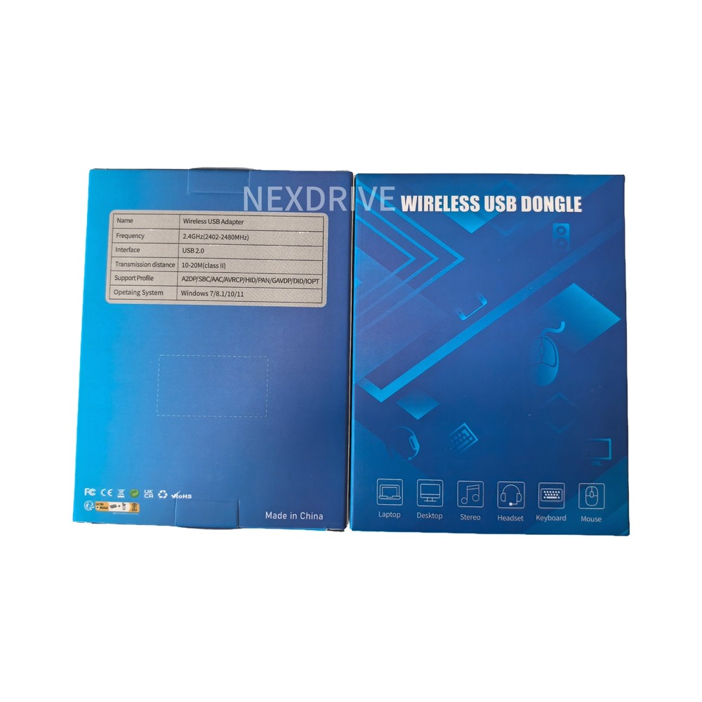 Compact Bluetooth 5.4 USB Adapter – Wireless for PC Speakers Mouse Keyboard