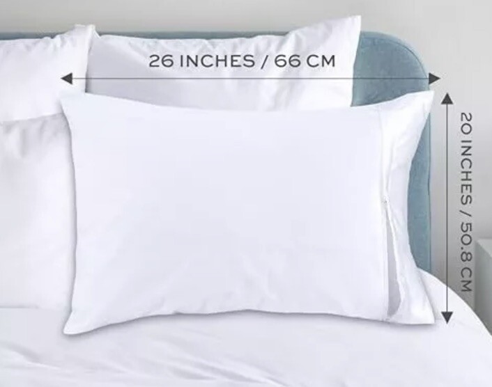 White Classic Luxury Poly Cotton Durable Soft Zippered Style Pillow Cover 2 Pack