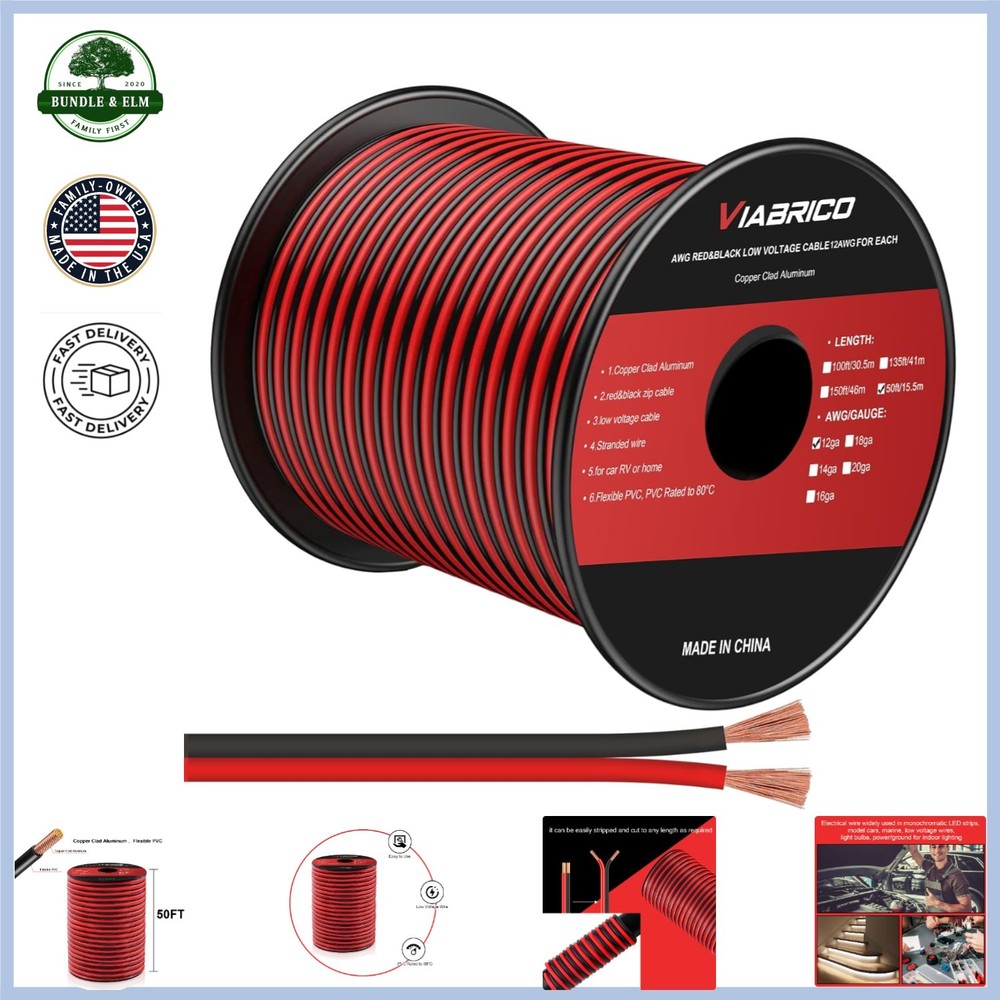 High Quality 50FT 12AWG Wire Cable for Low Voltage Electrical Connections