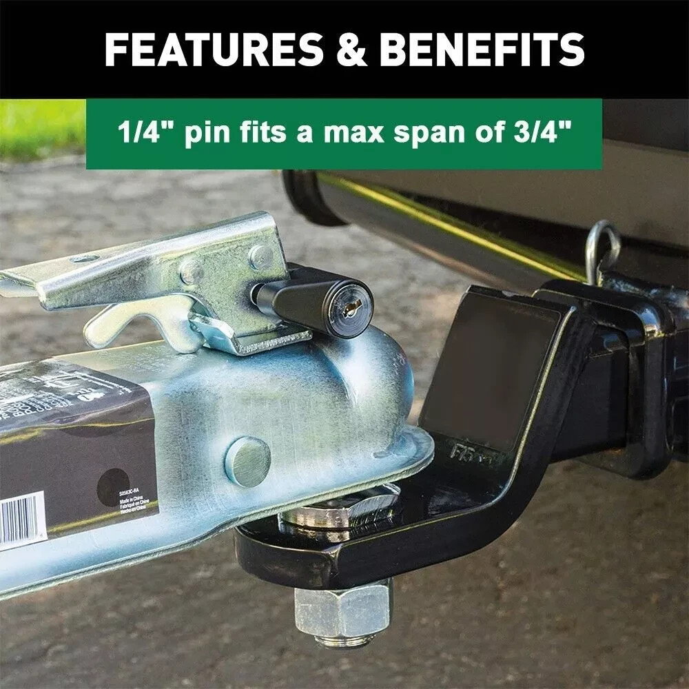 4Pc 1/4" Trailer Hitch Coupler Lock for Tow Boat RV Truck Keyed Alike Heavy Duty