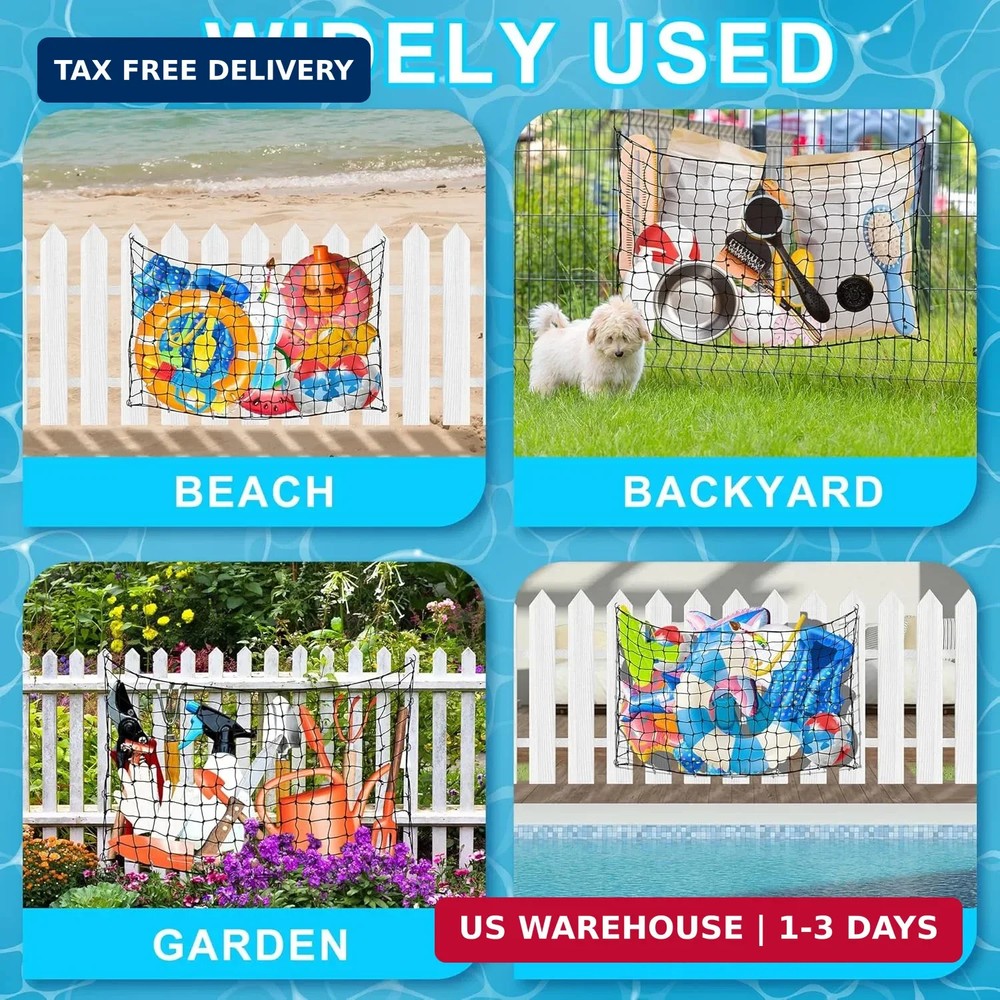 Extra Large Pool Toy Float Storage Net, 71×47'' Heavy Duty Hanging Elastic Mesh