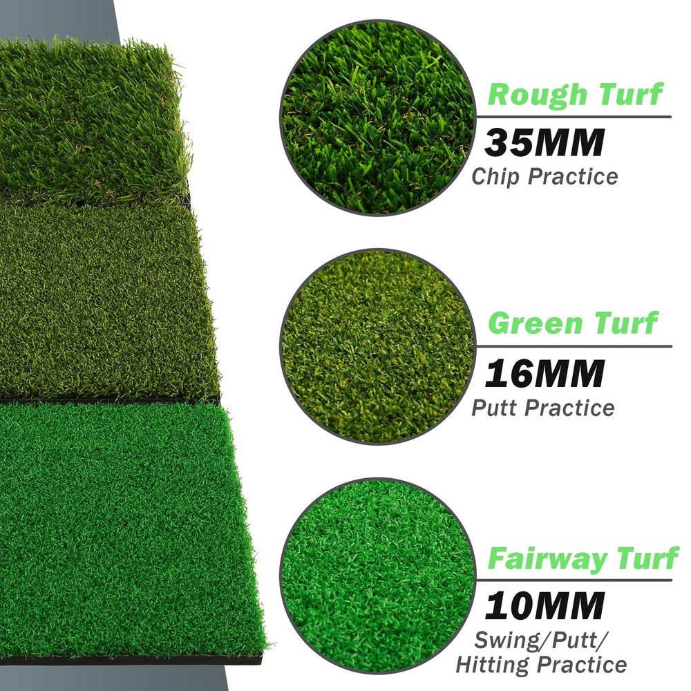 Golf Practice Mats, 3-in-1 Multi-Functional Golf Mat - Artificial Turf Golf T...