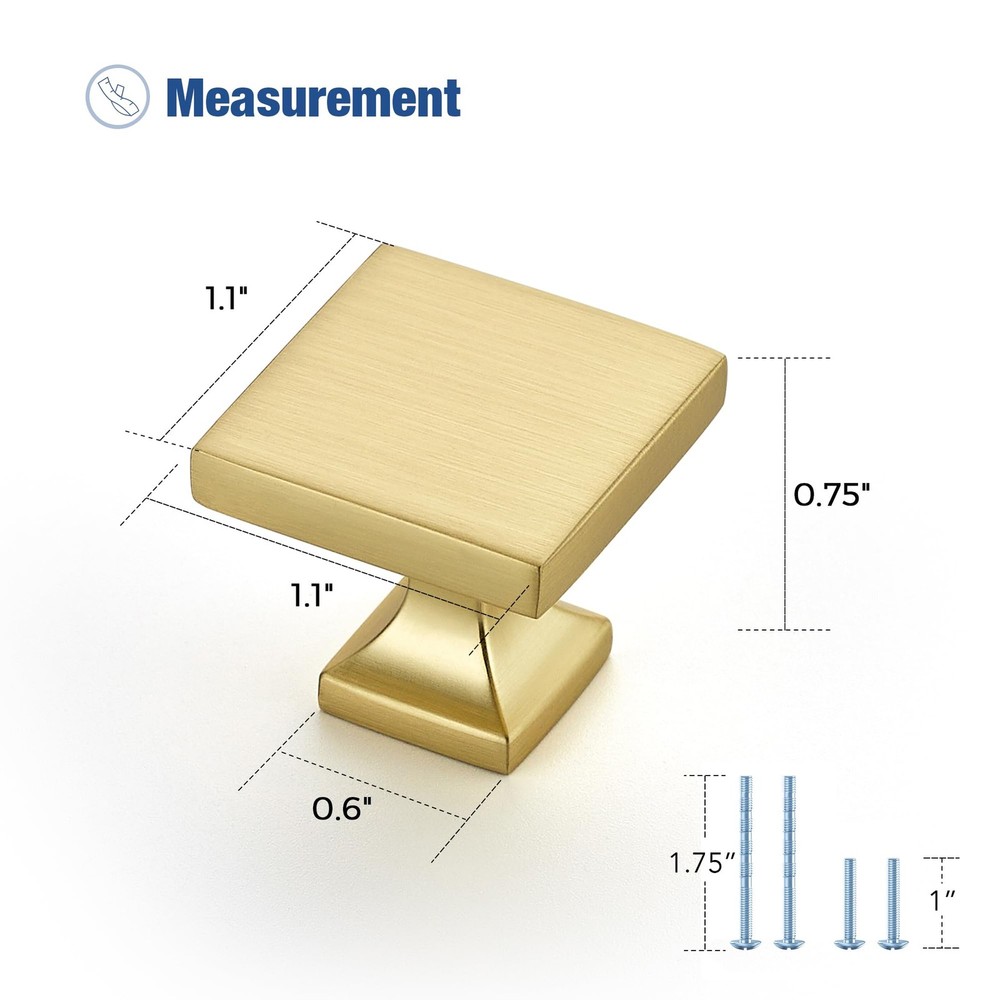 10 Pack Brushed Gold Square Cabinet Knobs Drawer Pulls Kitchen Hardware
