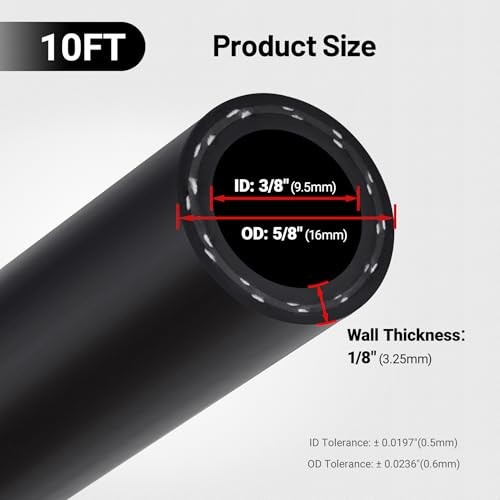 3/8" Heater Hose Coolant Radiator Straight 100PSI SAE 20R3 10FT Black 3/8 10FT
