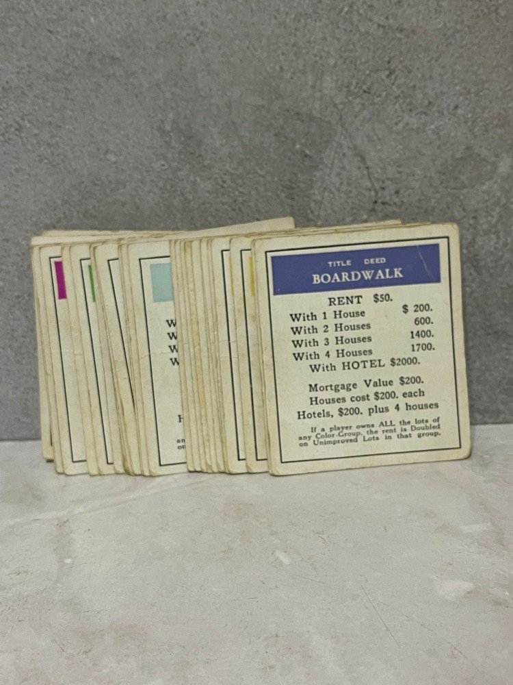 1950's Monopoly - Replacement game cards