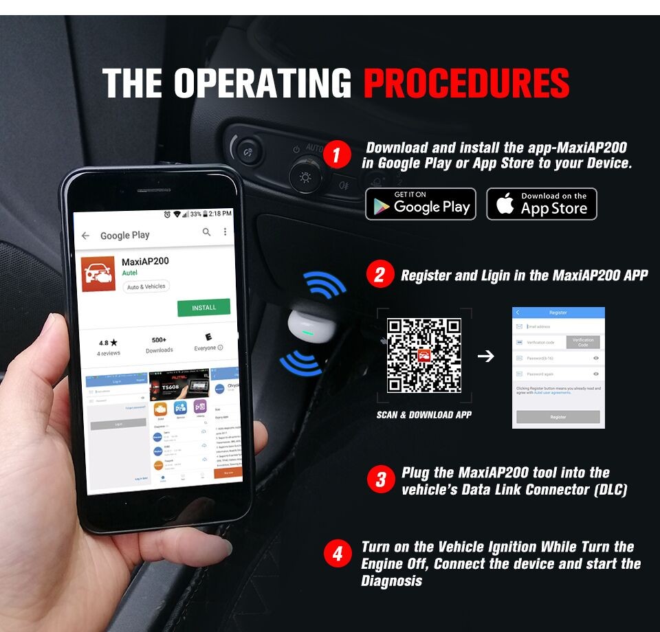 Autel MaxiAP AP200 Bluetooth OBD2 Scanner Code Read with Full Systems Diagnoses