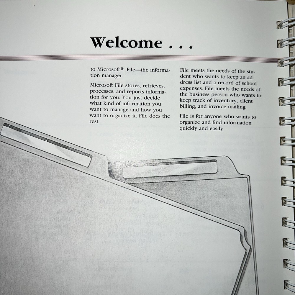 1984 Microsoft FILE Data Management Program MANUAL Only Macintosh 128K 512K RARE