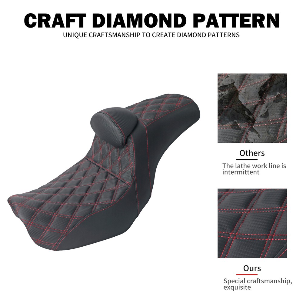 Step Up Red Stitching Seat & Backrest Driver For Harley Dyna Switchback 06-17