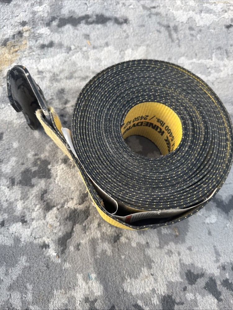 KINEDYNE WINCH STRAP 4" × 30' WEBBING WITH FLAT HOOKS   LOAD 5400 LBS.