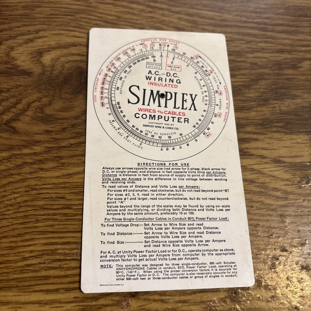 Simplex AC DC Wiring Wires and Cables Computer  1950