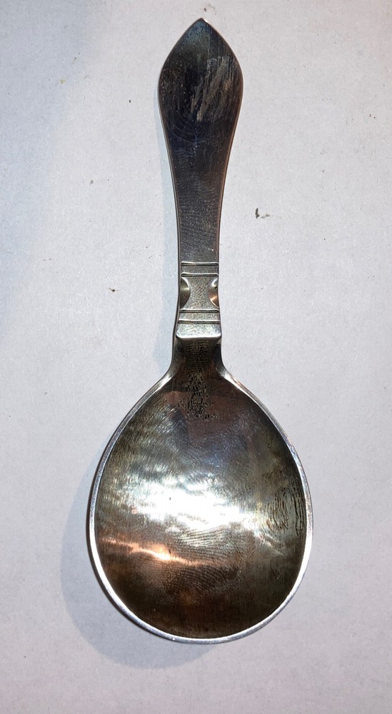 Vintage Sterling Silver Georg Jensen Hammered Continental Tea Caddy Sugar Spoon