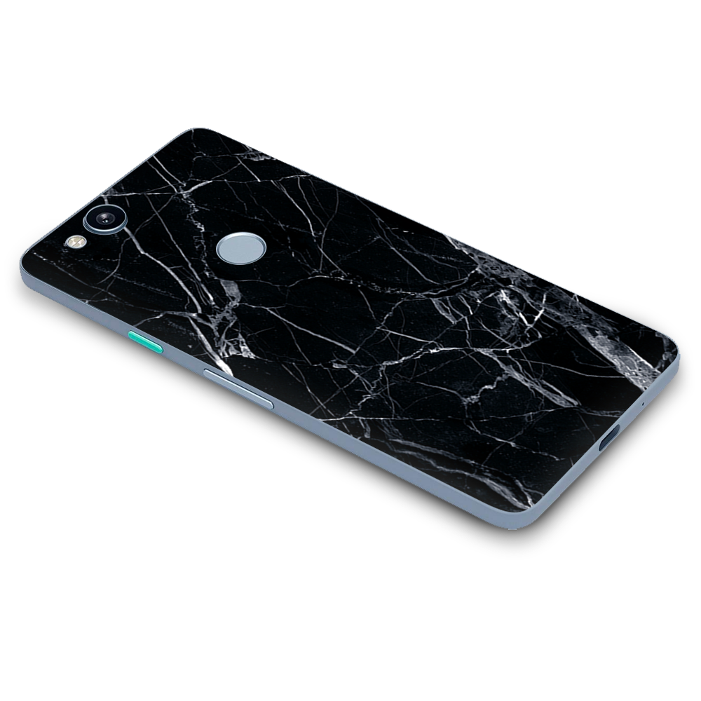 Google Pixel 2 Skins Decal Wrap Black Marble Granite White
