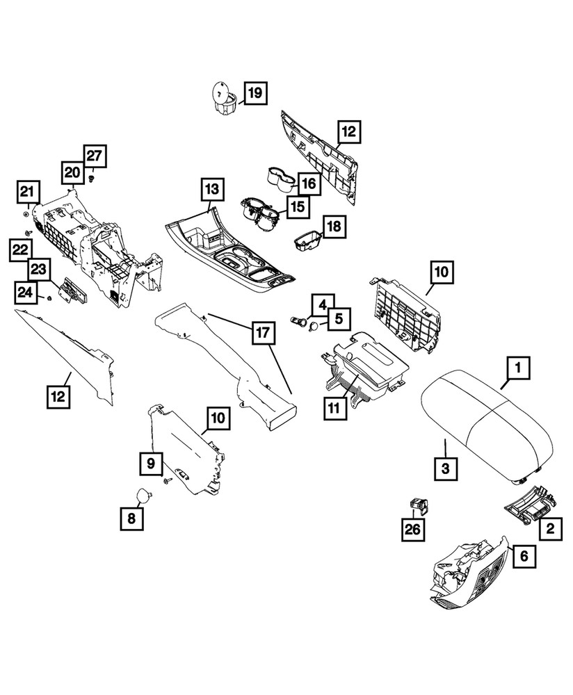 Genuine Mopar Center Console Reinforcement 68212882AA