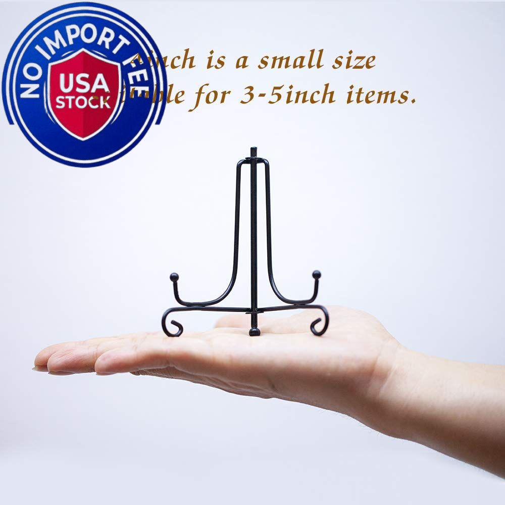 (2 pack) Iron Display Stand, Black Easel Plate 4 inch(2 pack),