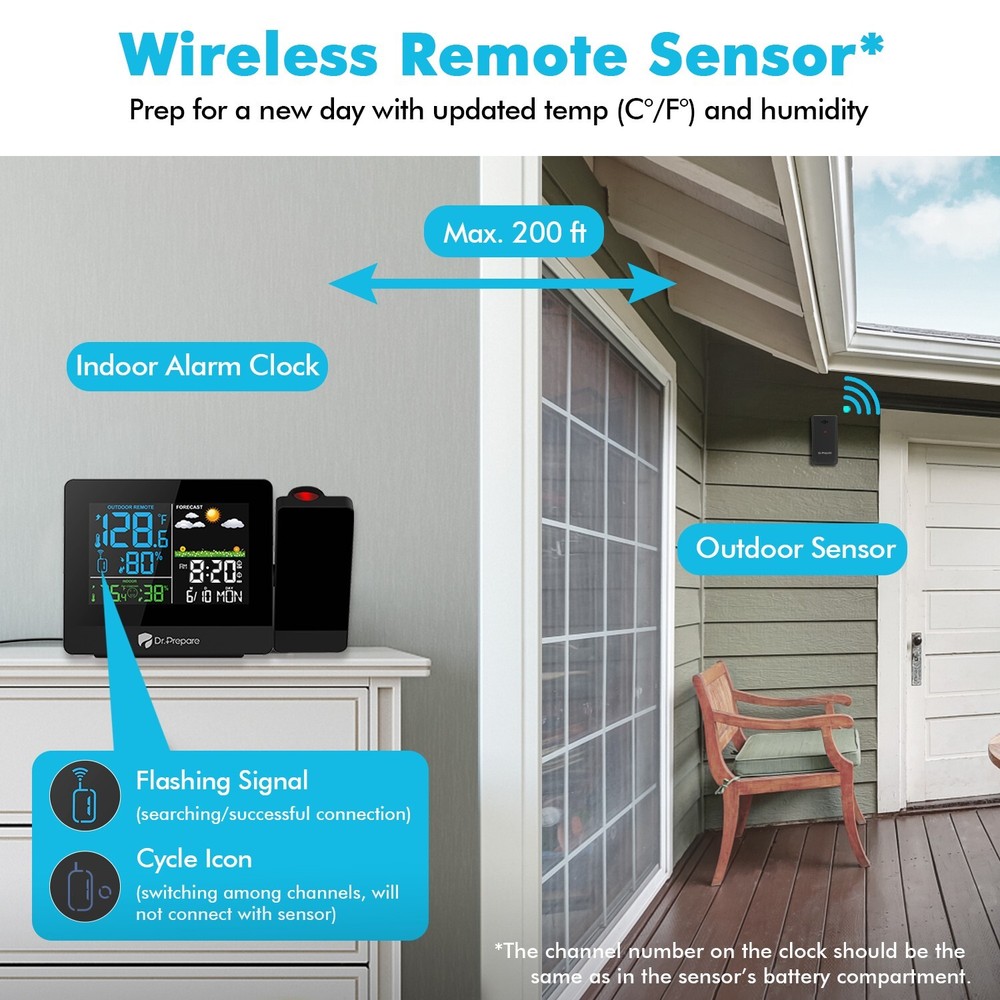 DR.PREPARE Projection Alarm Clock 003 Digital Clock Projector