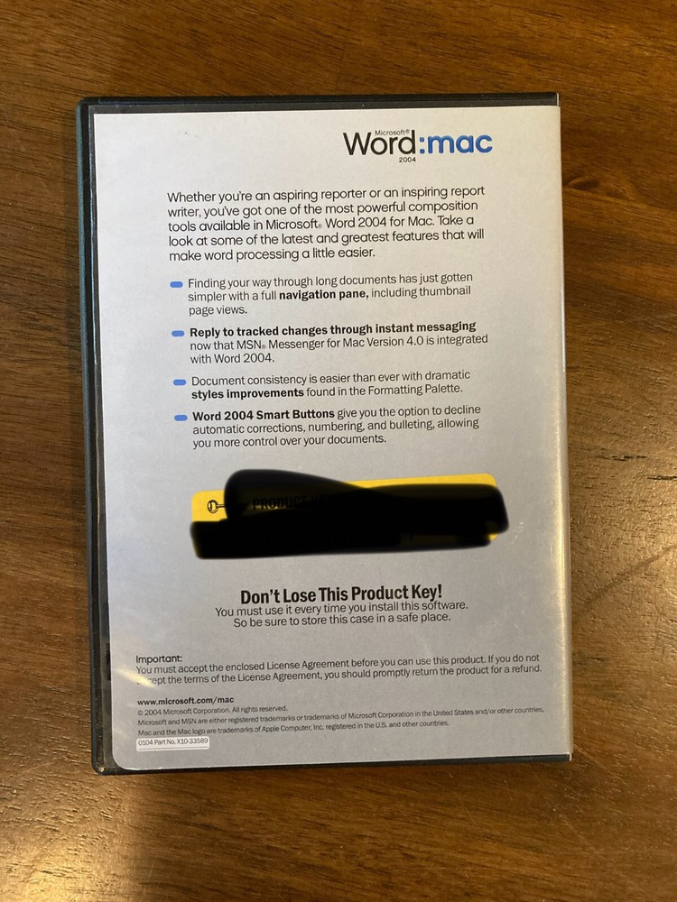 2004 Word for Mac CD - ***READ