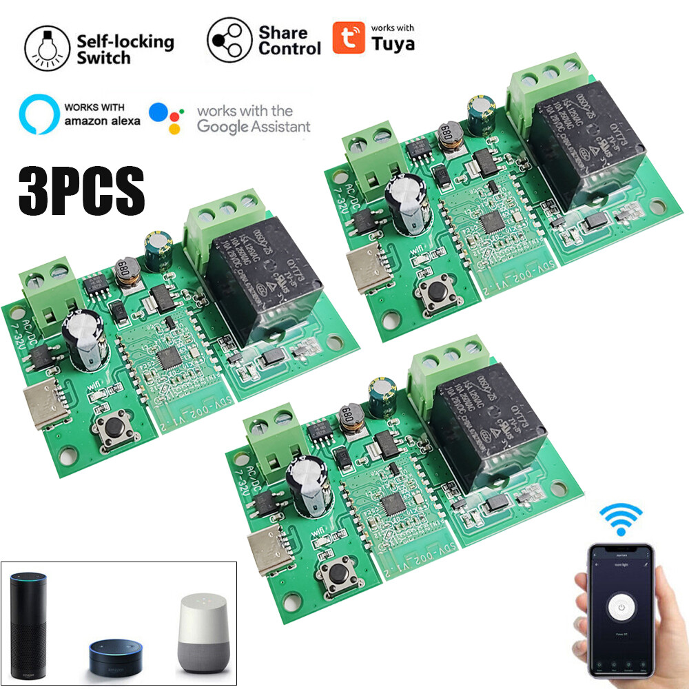 3pc DC7-32V Smart APP Bluetooth WIFI Self-Locking Relay Switch Module Type-C