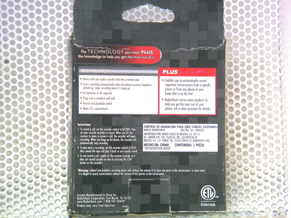 RadioShack Multi/Single Phone Recording Control 4300421