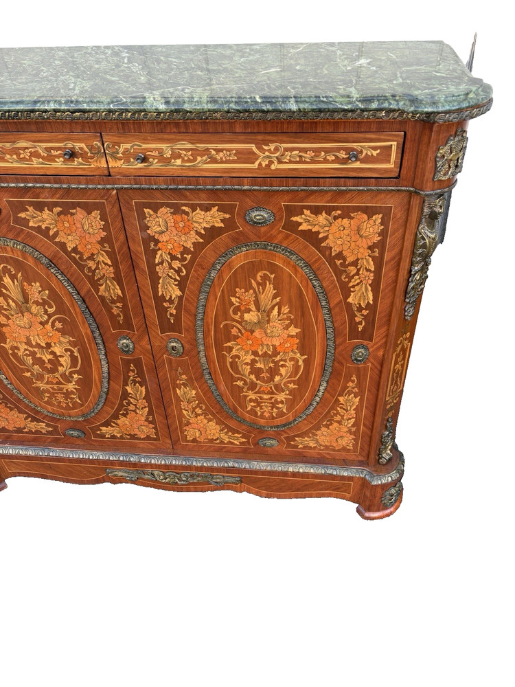 67208 Marble Top Sideboard Server Console Cabinet Stand