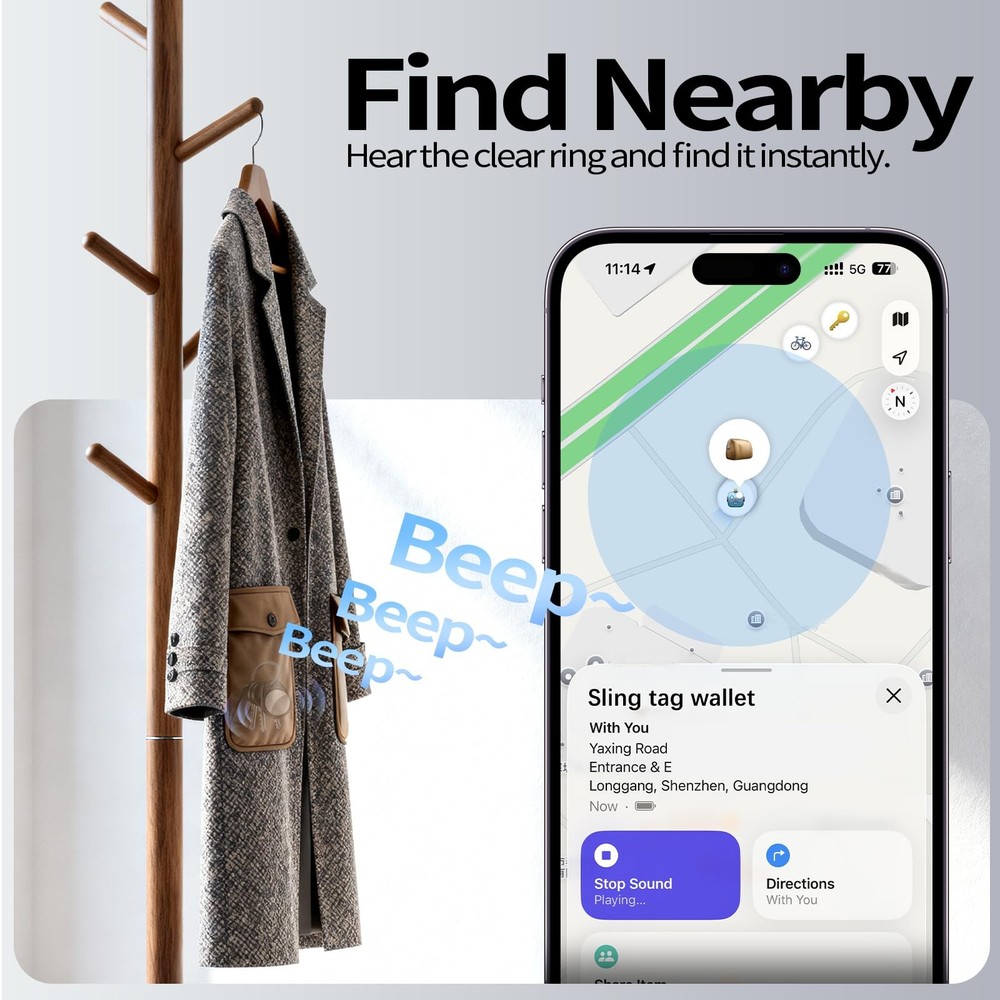 [iOS Only] Air Tracker Tags 4 Pack Black, [Apple MFi Certified] Bluetooth Key...