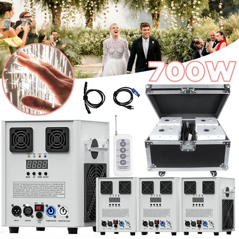 4PCS 700W Cold Spark Machine Firework Stage Effect DMX DJ Event Wedding w/Case