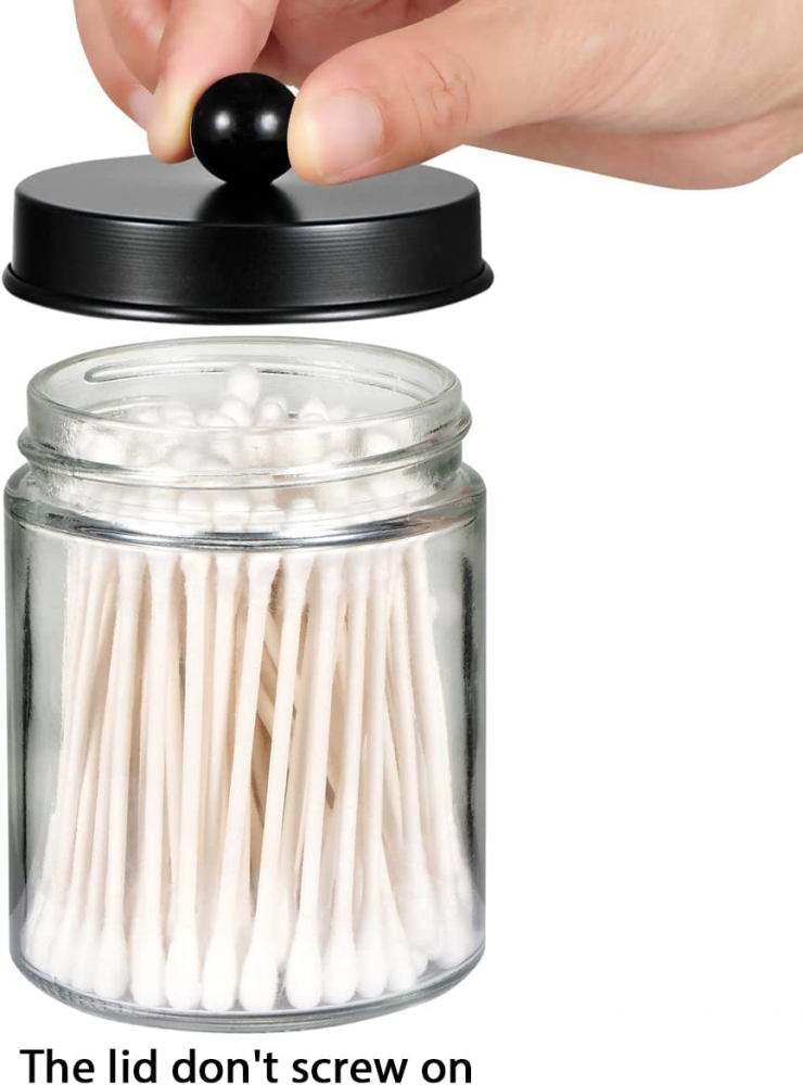 4 Pack Apothecary Jars Bathroom Vanity Storage Organizer Set Black