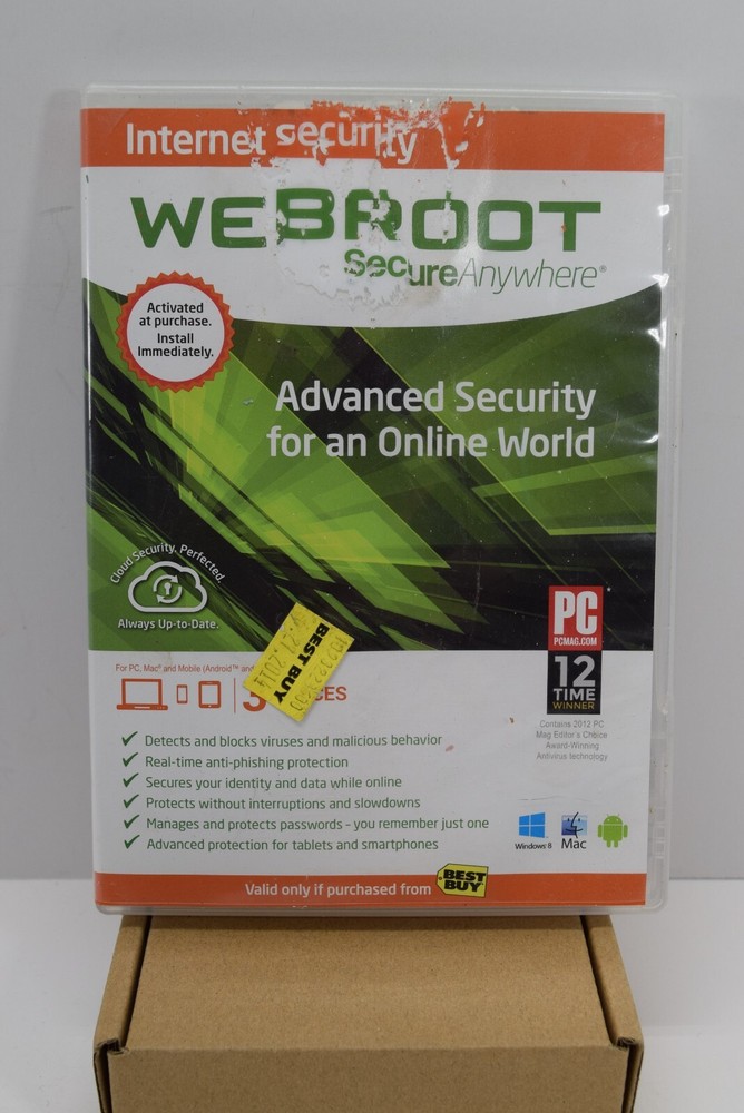 WEBROOT Secure Anywhere Advanced Security for an Online World Mac & Win Open Box