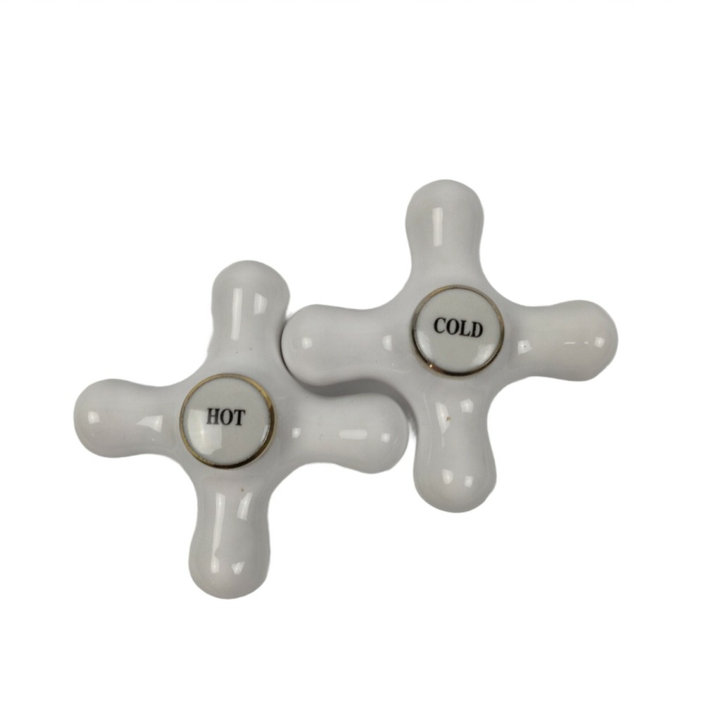 VINTAGE CERAMIC DELUXE BATHROOM HOT & COLD - HANDLES